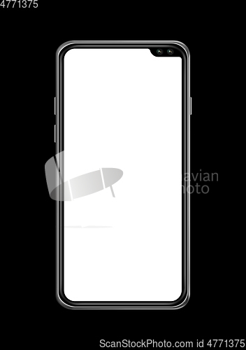 Image of All-screen blank smartphone mockup isolated on black. 3D render