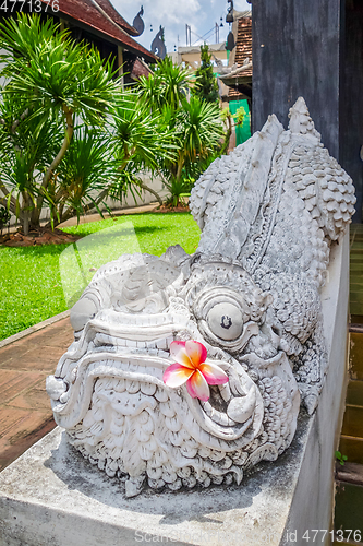 Image of Dragon statue, Wat Chedi Luang temple big Stupa, Chiang Mai, Tha