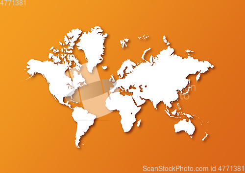 Image of Detailed world map isolated on orange background