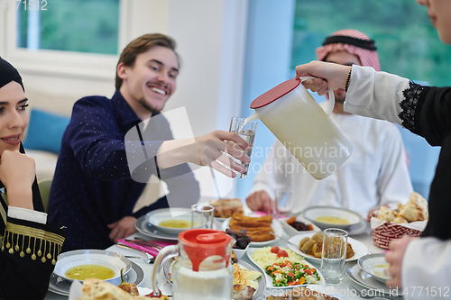 Image of Muslim family having iftar together during Ramadan