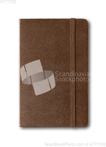 Image of Dark Leather closed notebook isolated on white