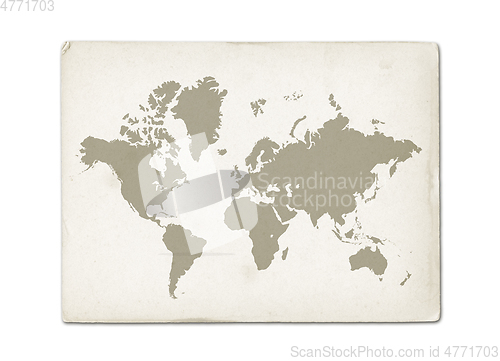Image of Vintage world map on old parchment paper
