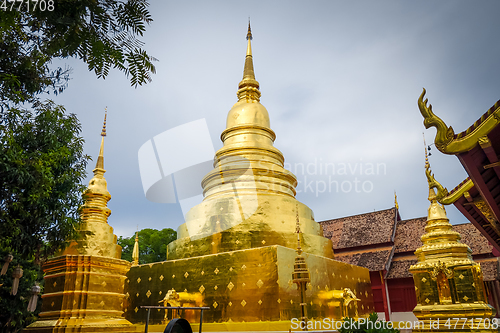 Image of Wat Phra Singh golden stupa, Chiang Mai, Thailand