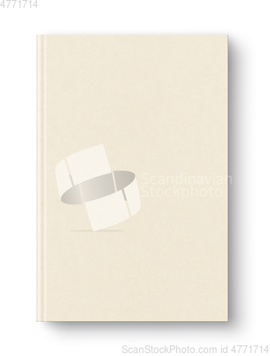 Image of Closed beige blank book isolated on white