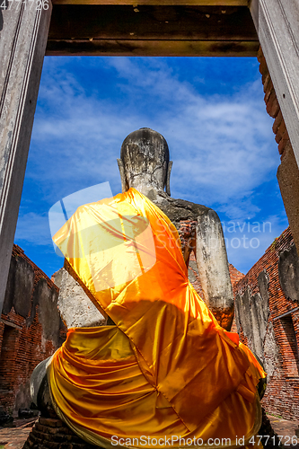 Image of Buddha statue, Wat Lokaya Sutharam temple, Ayutthaya, Thailand