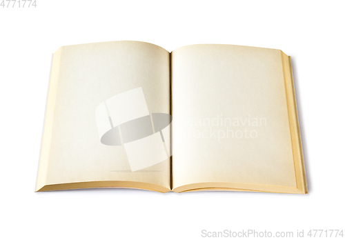 Image of Old open blank book isolated on white