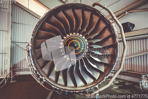 Image of Airplane engine maintenance