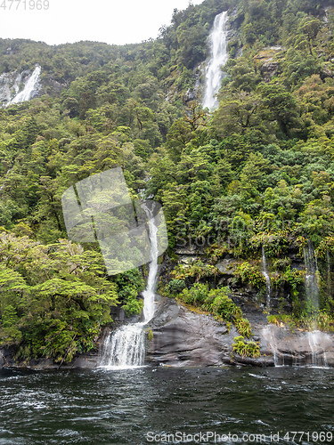 Image of waterfall at Doubtful Sound Fiordland National Park New Zealand