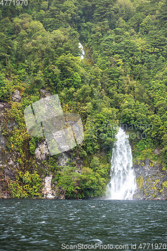 Image of waterfall at Doubtful Sound Fiordland National Park New Zealand