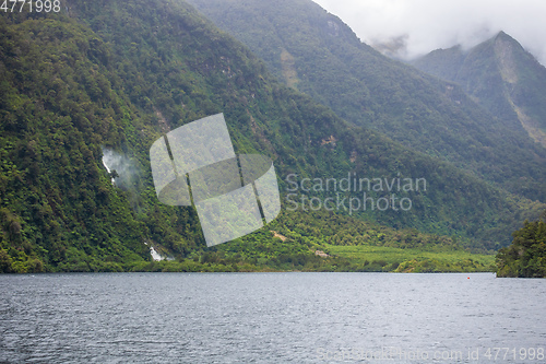 Image of waterfall at Doubtful Sound Fiordland National Park New Zealand
