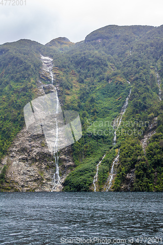 Image of waterfall at Doubtful Sound Fiordland National Park New Zealand