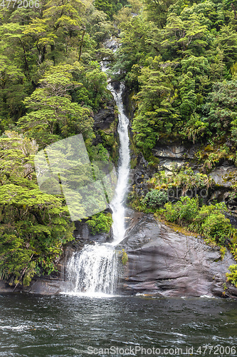 Image of waterfall at Doubtful Sound Fiordland National Park New Zealand