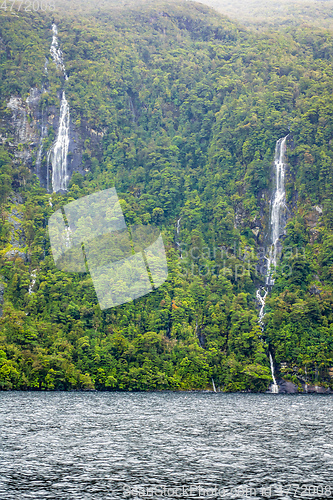 Image of waterfall at Doubtful Sound Fiordland National Park New Zealand