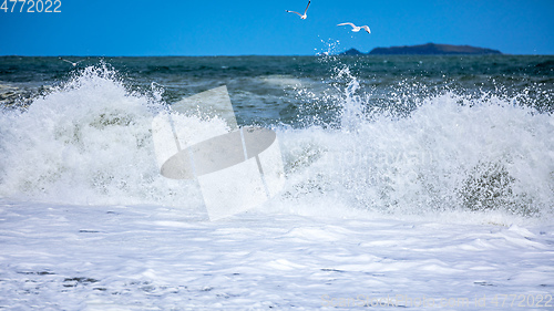 Image of stormy ocean scenery background