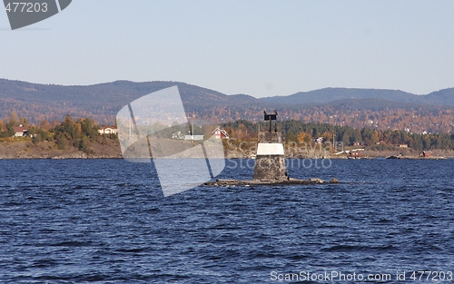 Image of Seamark on the fjord. 