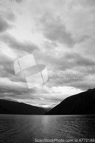 Image of Lustrafjorden in Black and White, Sogn og Fjordane, Norway