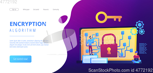 Image of Cryptography and encryption concept landing page.