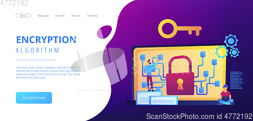 Image of Cryptography and encryption concept landing page.