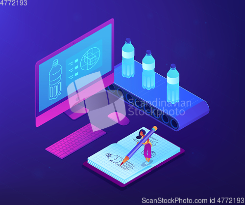 Image of Industrial design isometric 3D concept illustration.