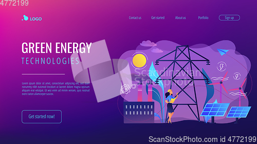 Image of Alternative energy concept landing page.