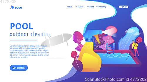 Image of Pool and outdoor cleaning concept landing page.