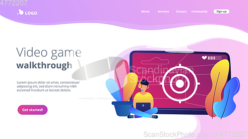 Image of Video game walkthrough concept landing page.