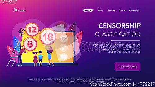 Image of Content rating system concept landing page.