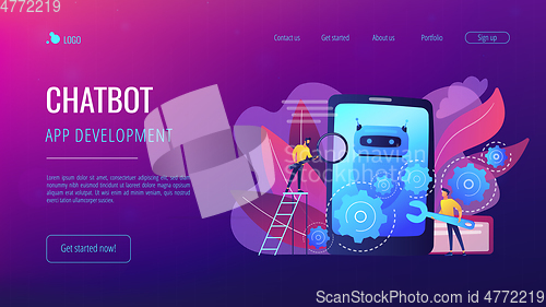 Image of Chatbot app developmentconcept landing page.