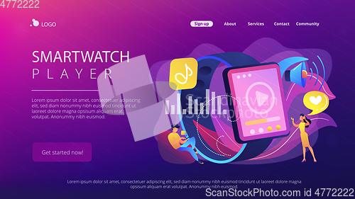 Image of Smartwatch player concept landing page.