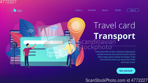 Image of Public transport travel pass cardconcept landing page.