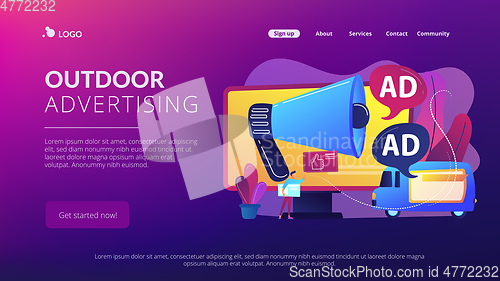 Image of Outdoor advertising design concept landing page.