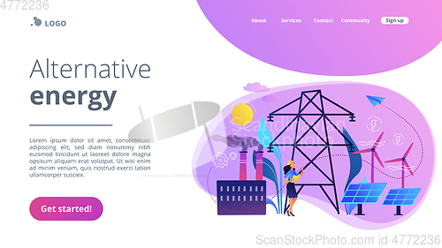 Image of Alternative energy concept landing page.