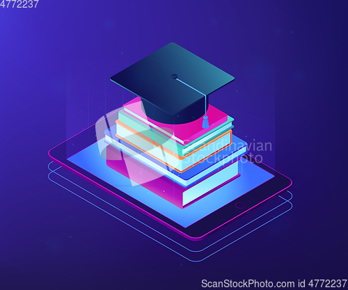 Image of Digital education isometric 3D concept illustration.