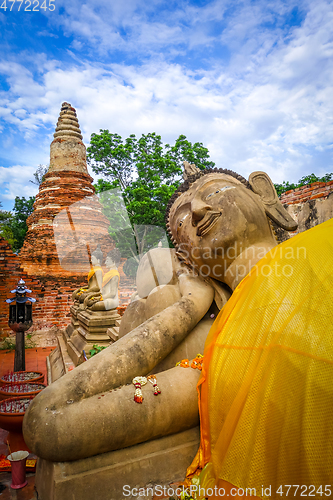 Image of Reclining Buddha, Wat Phutthaisawan temple, Ayutthaya, Thailand