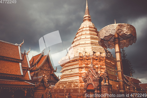 Image of Wat Doi Suthep golden stupa, Chiang Mai, Thailand