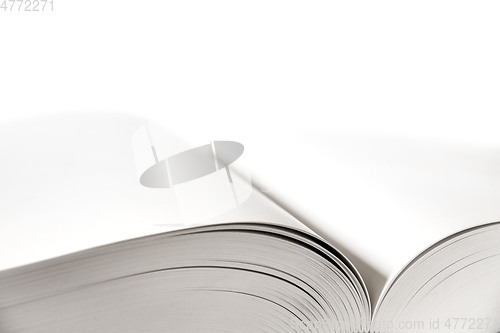 Image of Open blank dictionary, book on white background
