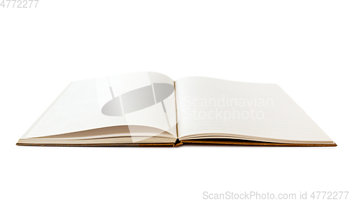 Image of Open blank notebook isolated on white