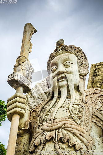 Image of Chinese Guard statue in Wat Pho, Bangkok, Thailand