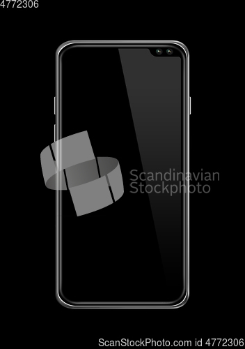 Image of All-screen blank smartphone mockup isolated on black. 3D render