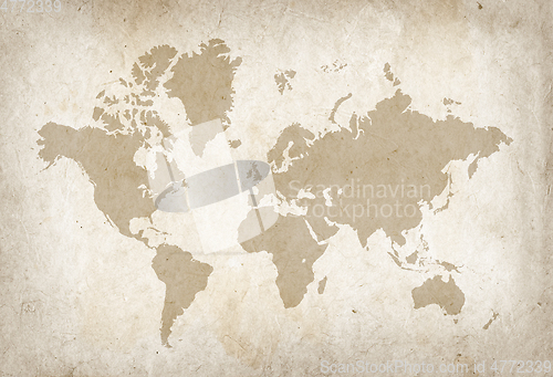 Image of Vintage world map on old parchment paper