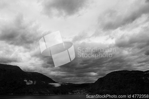 Image of Lustrafjorden in Black and White, Sogn og Fjordane, Norway