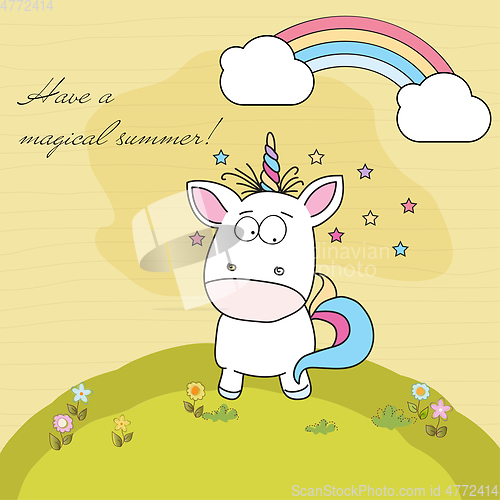 Image of Have a magical summer. Cool poster with unicorn 