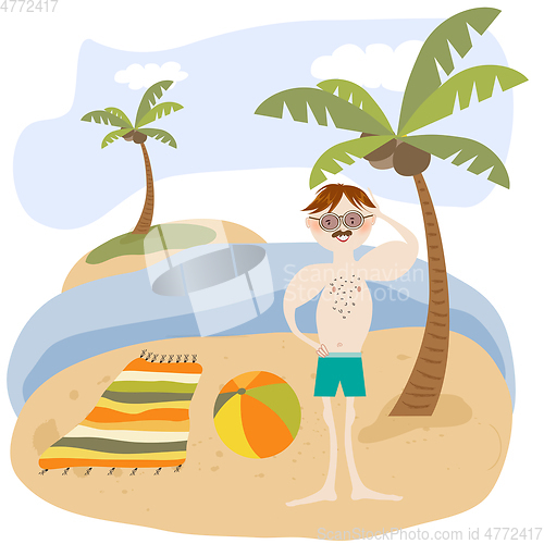 Image of Sexy man on the beach. Summer holiday poster