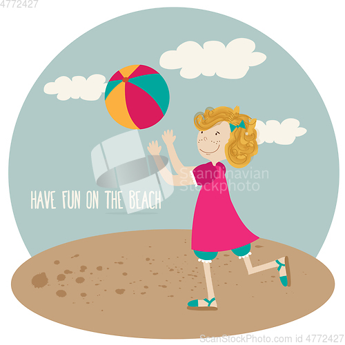 Image of Cute girl play the ball , Summer holiday poster