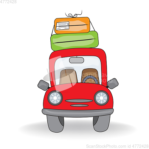 Image of Car with suitcases isolated on white background