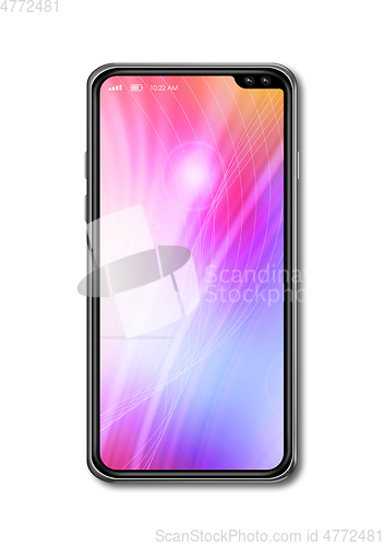 Image of All-screen colorful smartphone mockup isolated on white. 3D rend