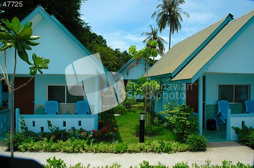 Image of blue bungalows