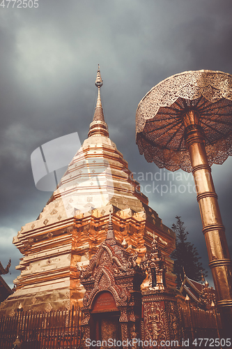 Image of Wat Doi Suthep golden stupa, Chiang Mai, Thailand