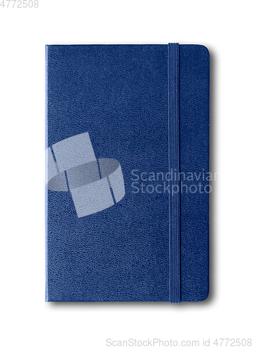Image of Marine blue closed notebook isolated on white