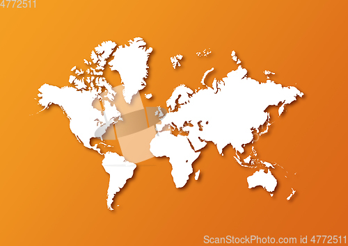 Image of Detailed world map isolated on orange background